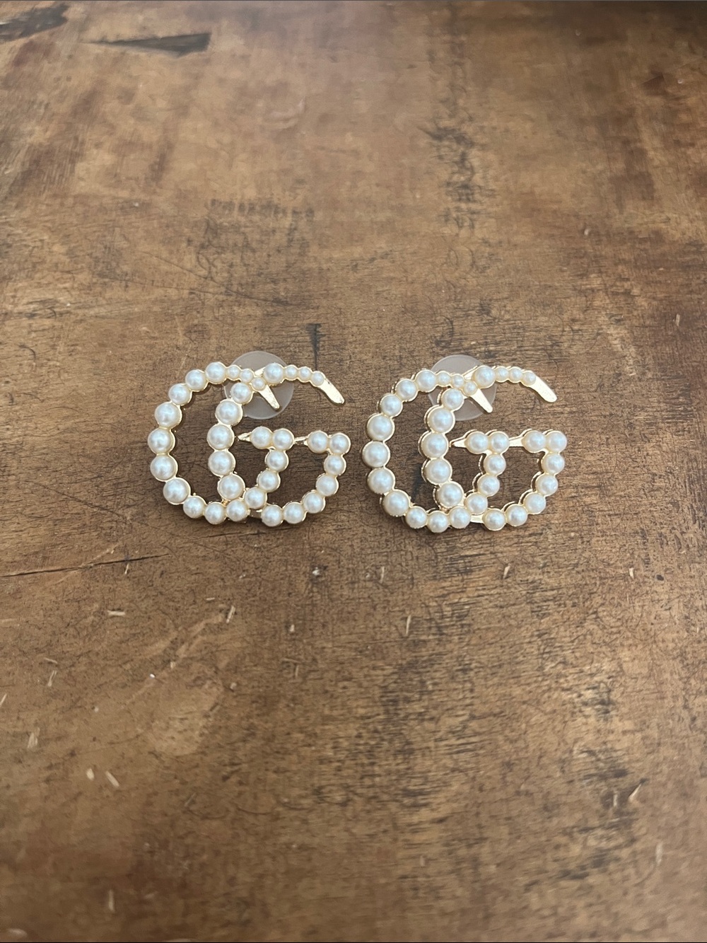Amazon Gold-Tone Pearl Double G Logo Stud Earrings